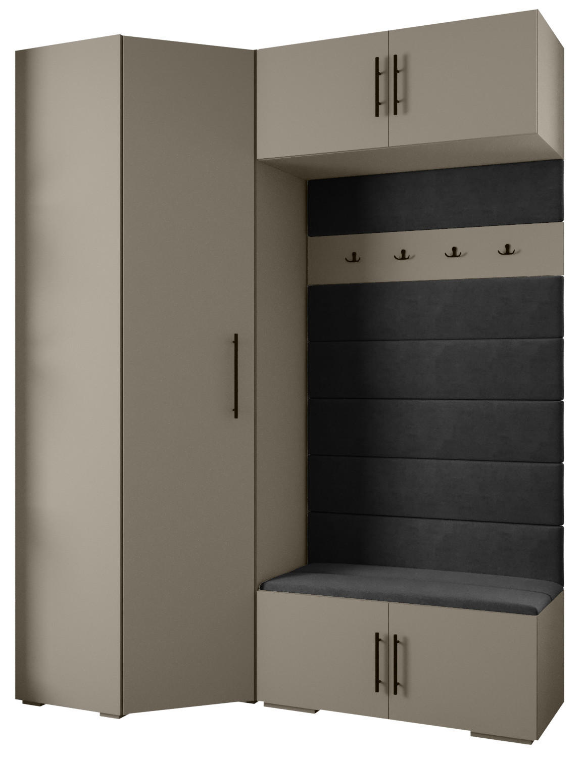 Abiks Möbel Garderoben-Set Kaschmir, Schwarz, Schwarz 181.7x236.7x47 cm