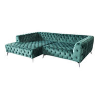 ECKSOFA NARLA Grün Velvet - Silberfarben/Grün, Textil (279/190cm) - KAWOLA