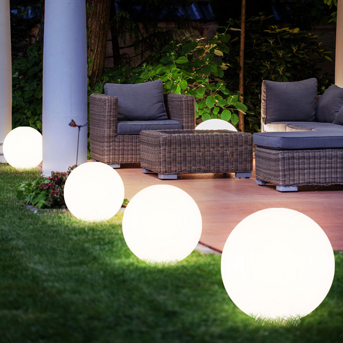 LED AUSSENLEUCHTE Kunststoff Weiß 3er Set - Weiß, Kunststoff (25/25/65cm)