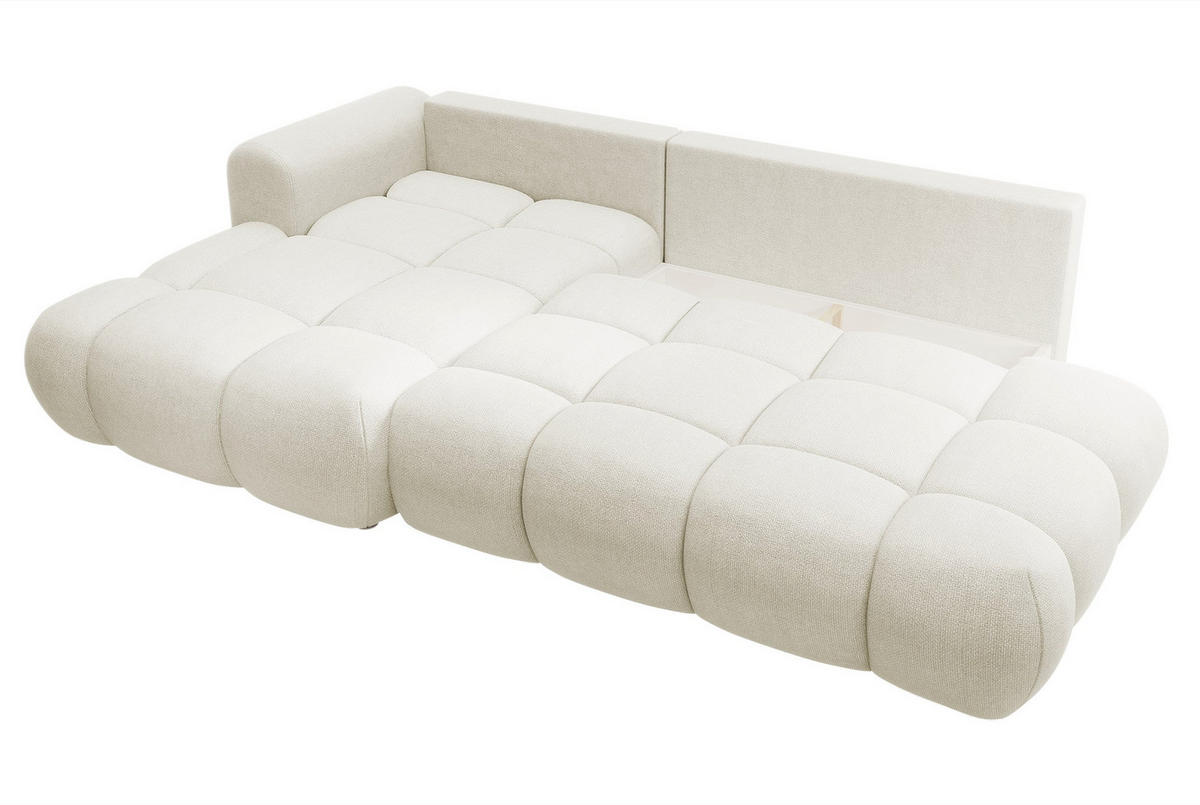 ECKSOFA Ombo Cremeweiß Chenille 280 cm - Creme/Schwarz, Kunststoff/Textil (284/167cm) - Selsey