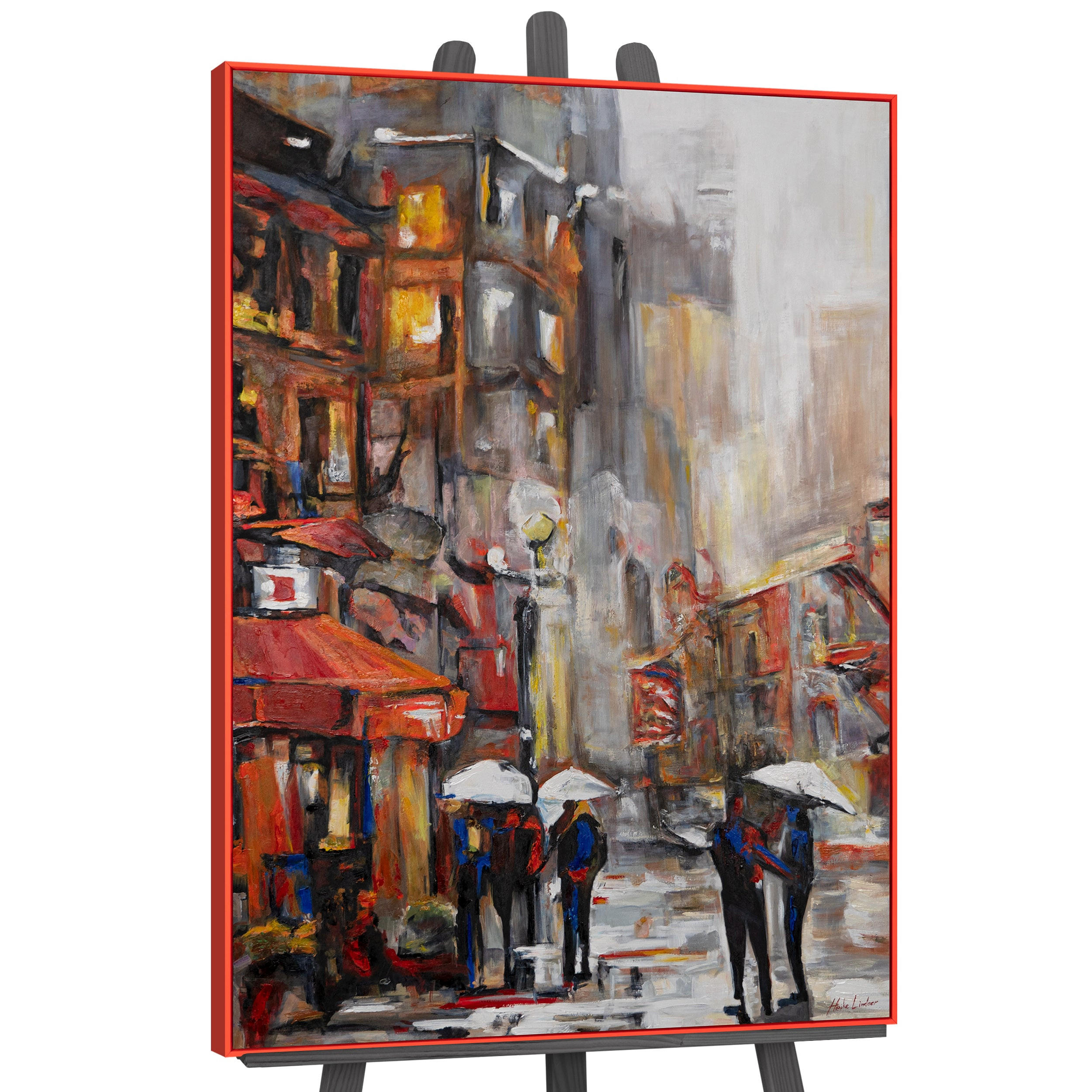 GEMÄLDE Städtische Atmosphäre Schattenfugenrahmen Rot 120x80 cm - Rot, Holz (120/80cm) - YS-art gallery