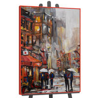 GEMÄLDE Städtische Atmosphäre Schattenfugenrahmen Rot 140x100 cm - Rot, Holz (140/100cm) - YS-art gallery
