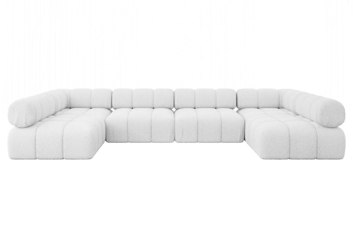WOHNLANDSCHAFT modulares Sofa Garvo-U2 - 380x190x70 cm Weiß Bouclé - Weiß, Holzwerkstoff/Textil (380/70/190cm) - ALTDECOR