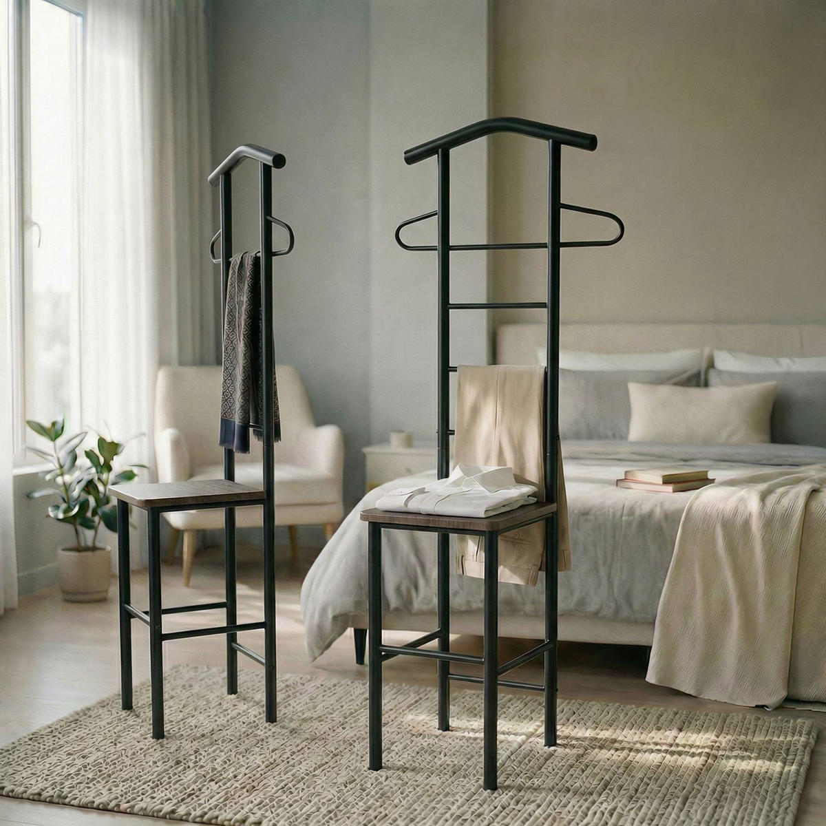 HERRENDIENER JIVO 2ER-SET - Schwarz/Braun, Metall (53/121/47cm) - CARO-Möbel