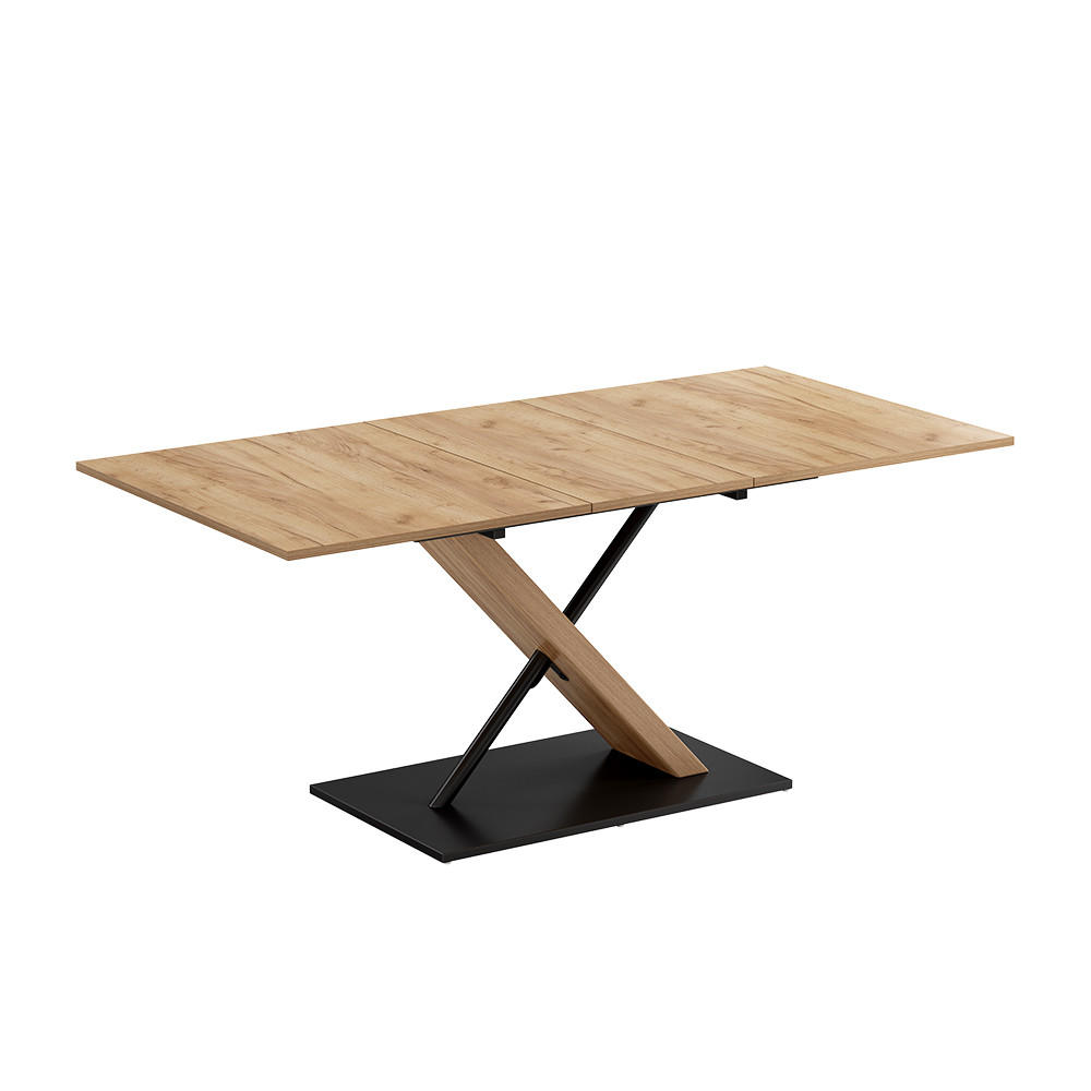 ESSTISCH Herta Eiche/Schwarz 140 x 90 cm - Schwarz/Braun, Holzwerkstoff (90/140/76.6cm) - Vicco