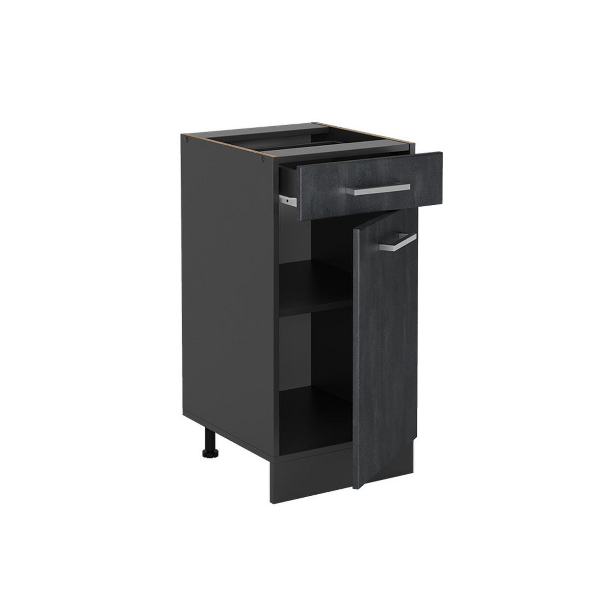 KÜCHENUNTERSCHRANK R-Line Schwarz Beton 40 cm ohne Arbeitsplatte - Anthrazit/Schwarz, Holzwerkstoff (40/81.6/46cm) - Vicco
