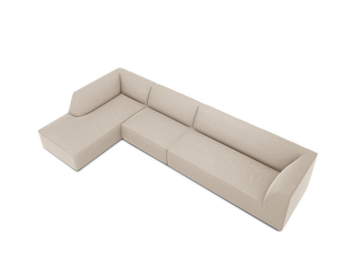 ECKSOFA links Ruby aus Samt beige 5 Sitzplätze - Beige, Textil (180/366cm) - Micadoni
