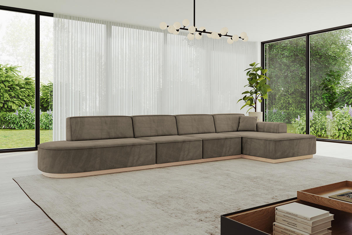 ECKSOFA Ottomane Rechts IREA-L3 - 413x171x83 cm Braun - Braun, Holzwerkstoff/Textil (171/413cm) - ALTDECOR