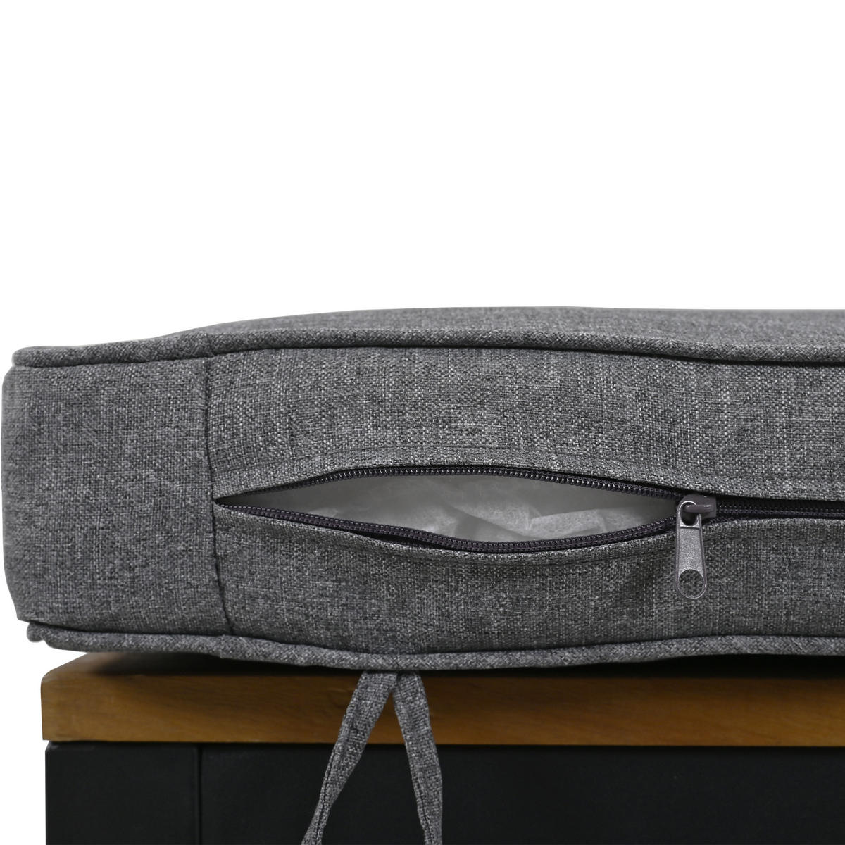 GARTENMÖBEL 100x50cm grau aus Metall und mit Holzplatte - Grau, Metall - Modfu