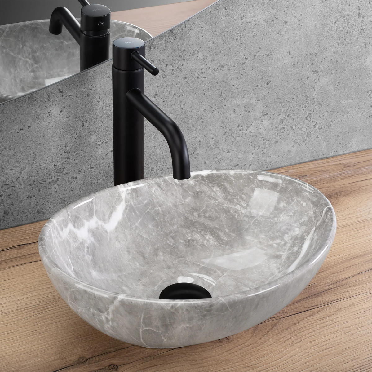 AUFSATZWASCHBECKEN SOFIA MINI GRIGIO 35/26/12,5 cm - Grau, Keramik (35/12.5/26cm) - REA