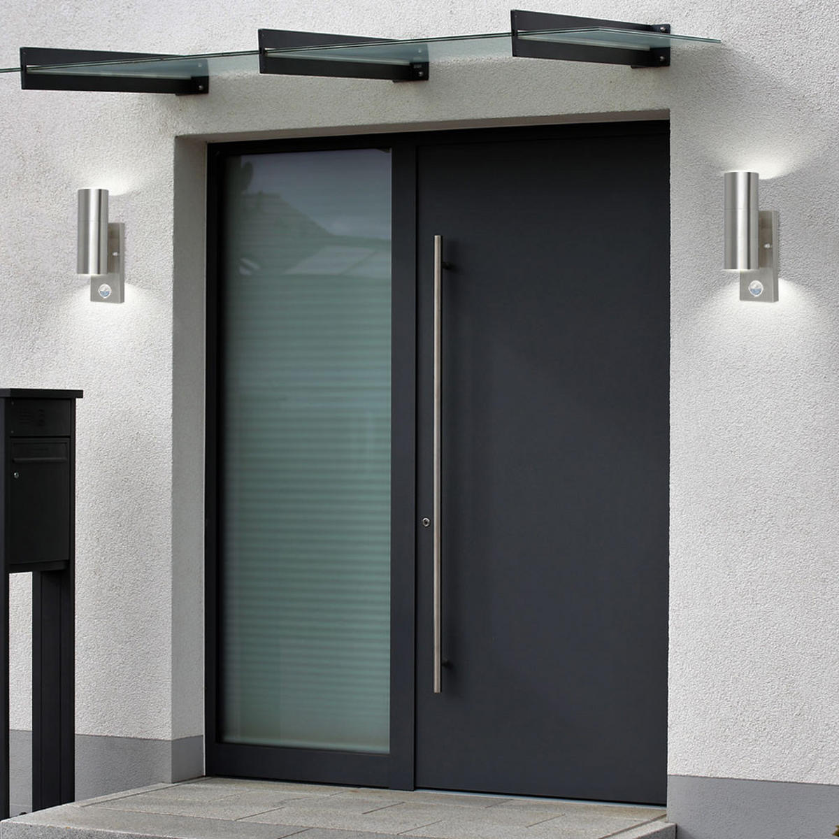 LED AUSSEN-WANDLEUCHTE Edelstahl Silber - Silberfarben, Glas/Metall (7.2/22.5/11cm)
