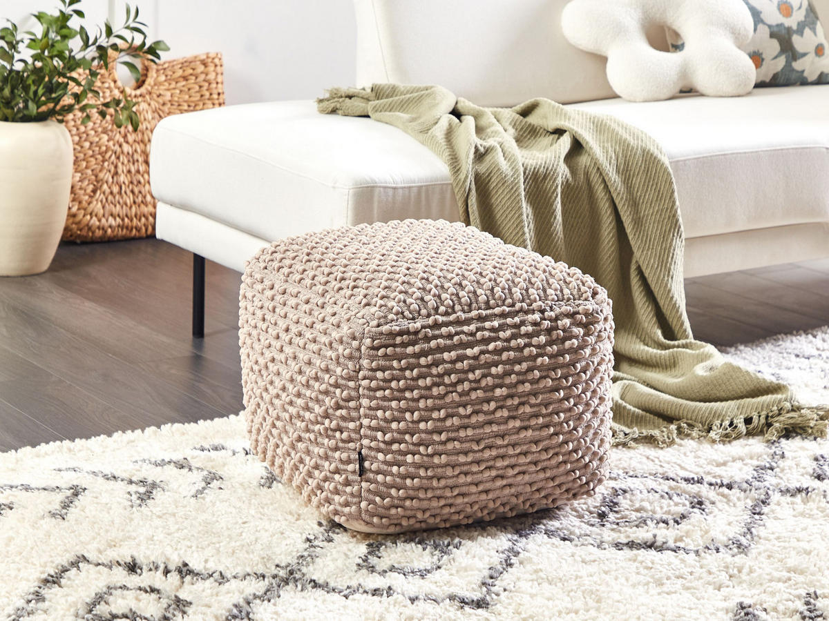 POUF Taupe Kingri - Taupe, Naturmaterialien (50/35/50cm) - Beliani