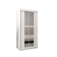 SCHWEBETÜRENSCHRANK 200/100/62 2-türig - Silberfarben/Weiß, Holz/Kunststoff (100/200/62cm) - MÖBEL KRYSPOL