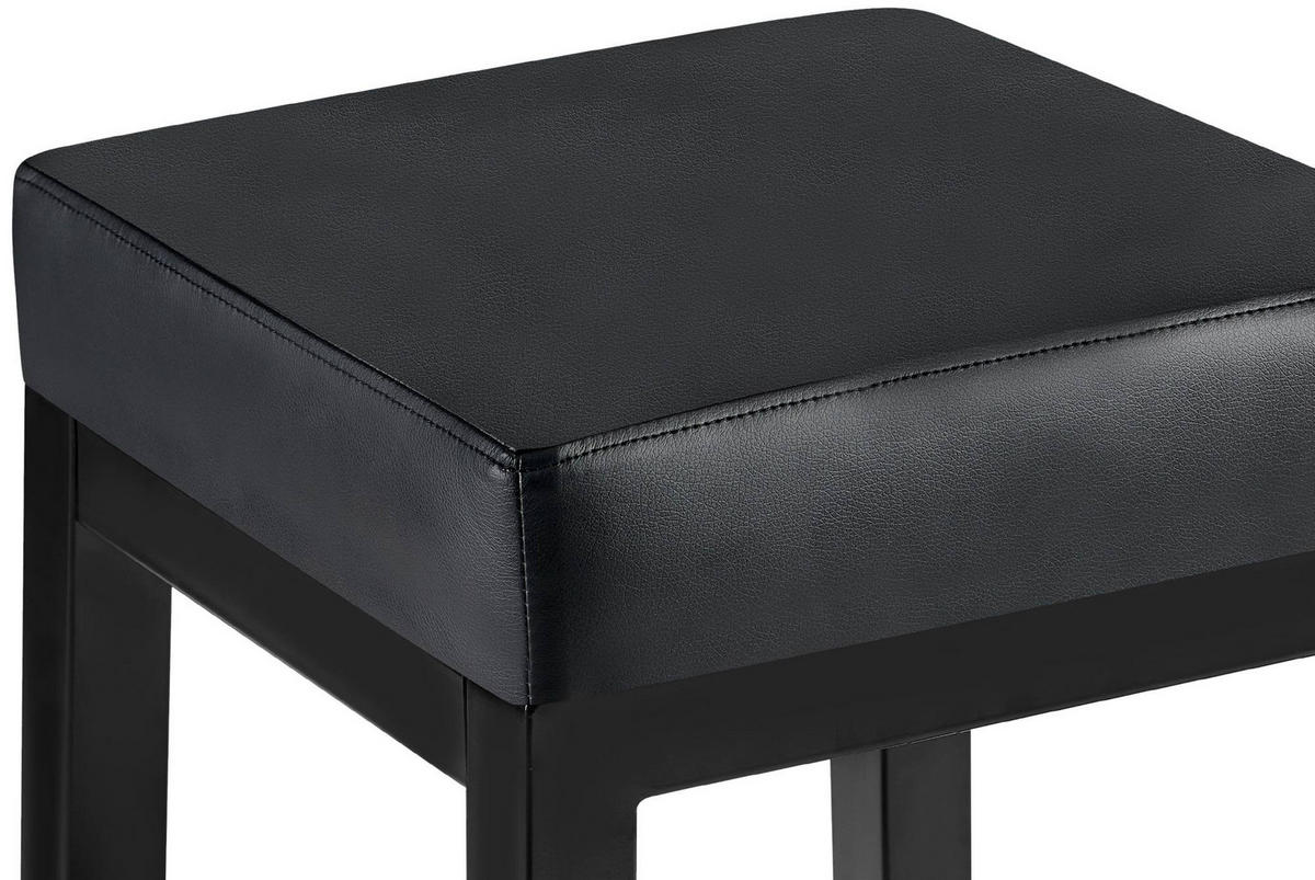 BARHOCKER Lederlook Schwarz - Schwarz, Textil/Metall (37/83/37cm) - CLP