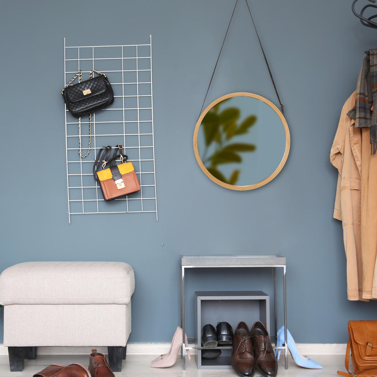 HÄNGESPIEGEL - Transparent, Glas/Holz (38/38/1.5cm) - Relaxdays