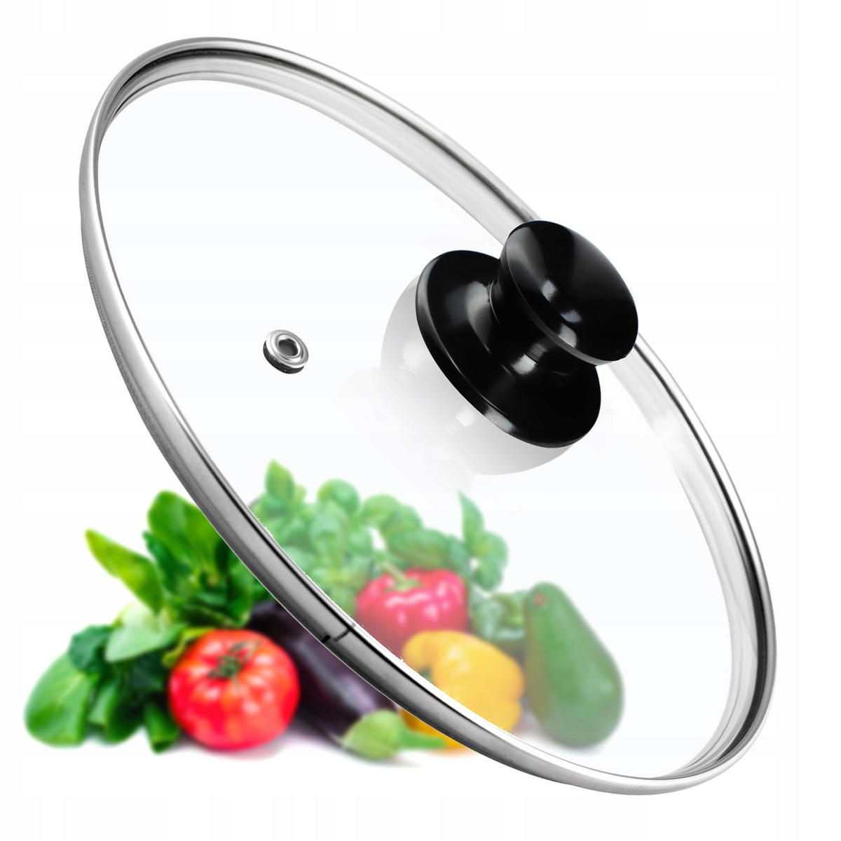 DECKEL mit schwarzem Griff, 30 cm, 1 Stück - Transparent, Glas/Kunststoff (30cm) - KADAX