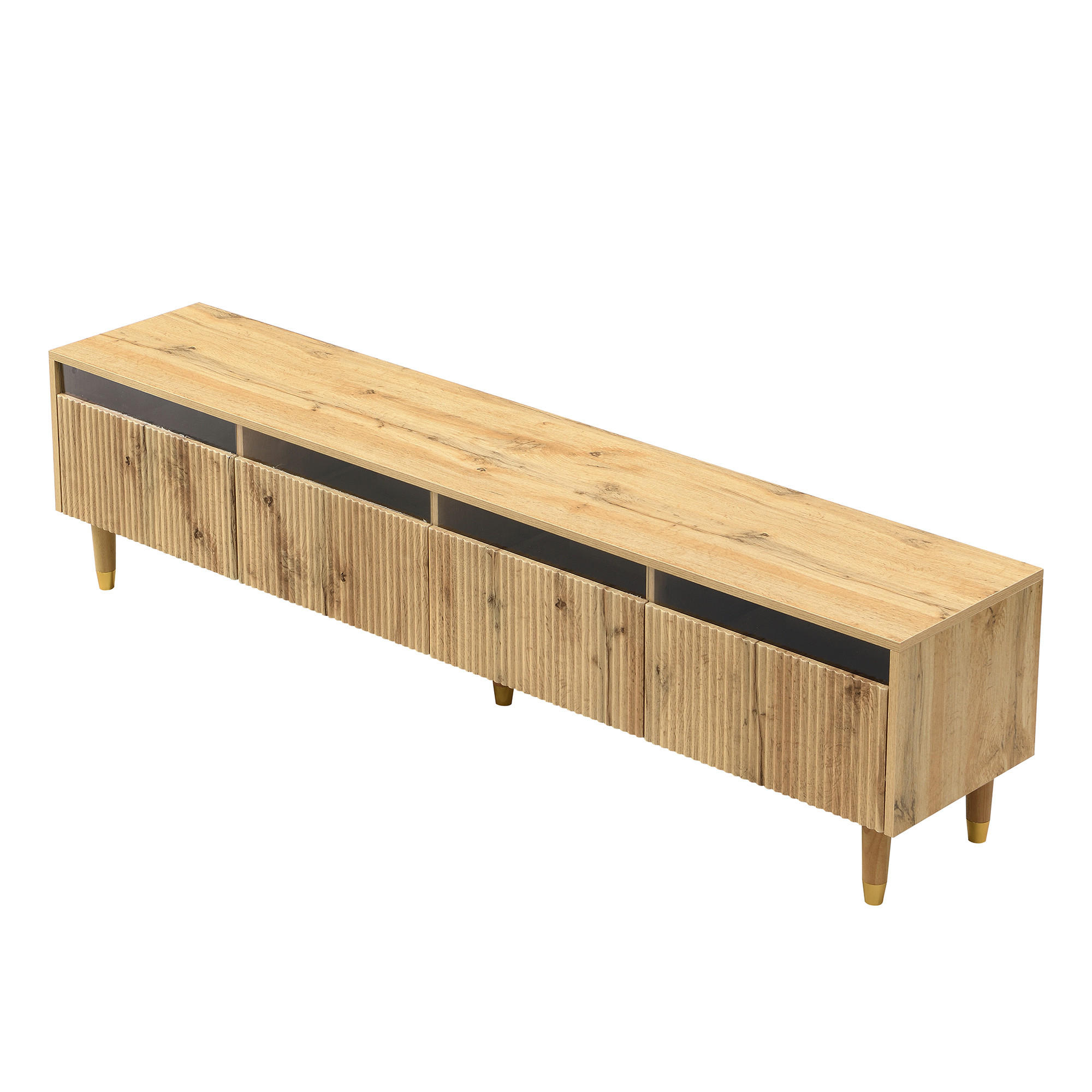 TV Lowboard 178 cm, 4 Schubladen, Holzoptik, Stauraum - Braun, Holz (178/45/35cm)