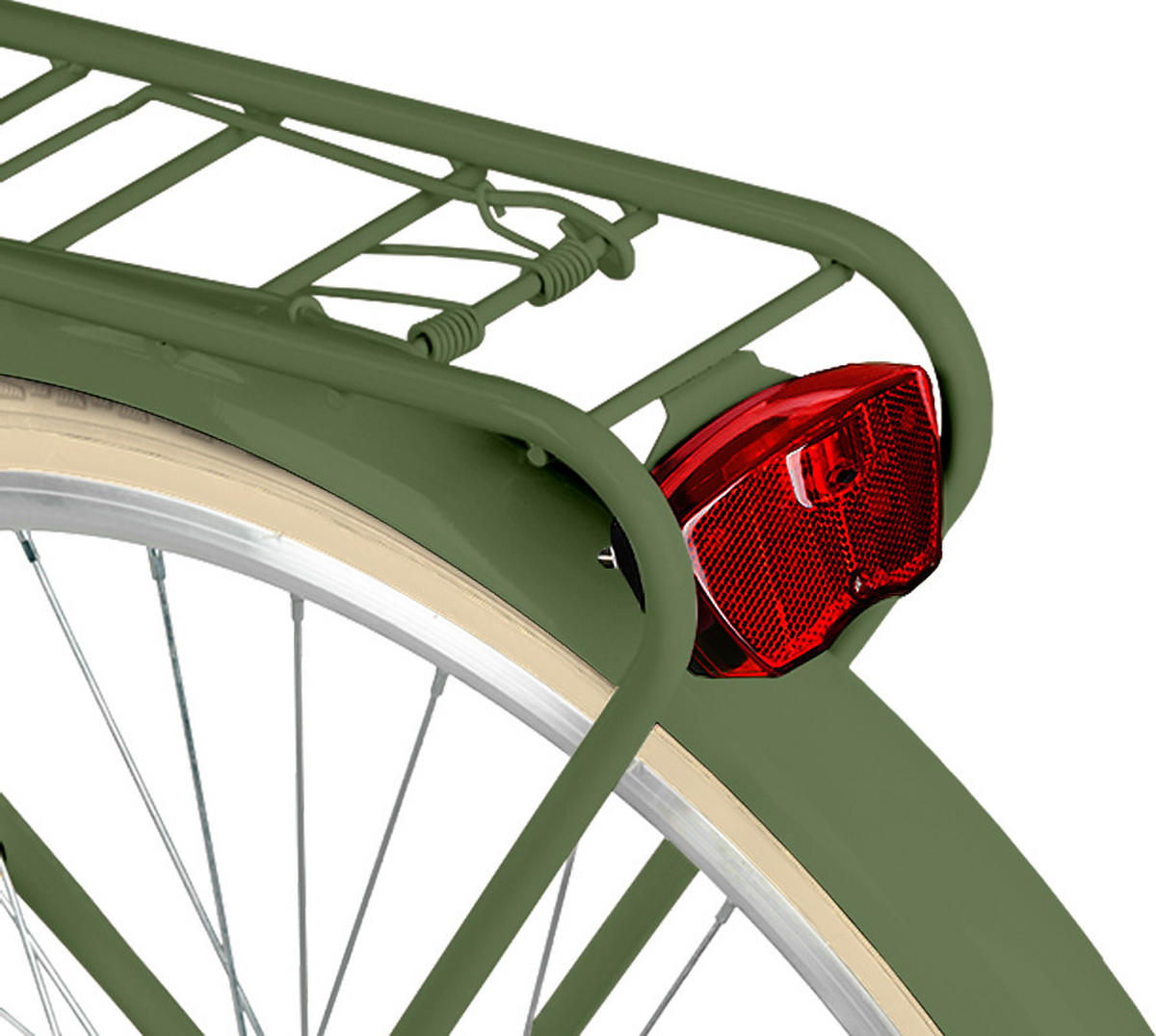 CITY-FAHRRAD Milord mit Metallkorb, 28 Zoll, Khaki, 1-Gang - Grün, Metall (46cm) - Milordbikes