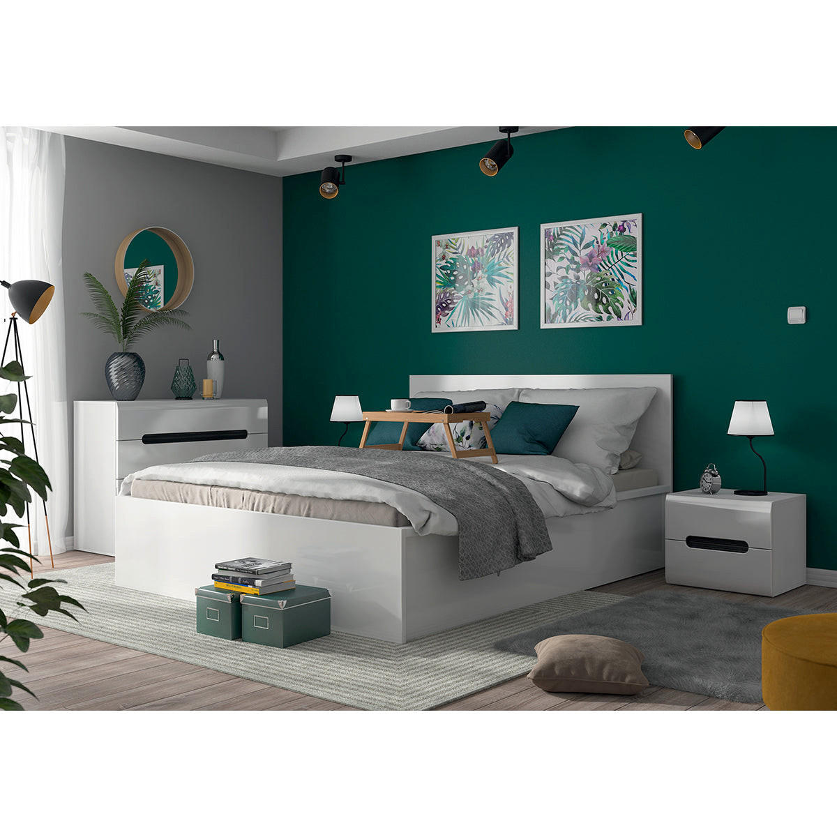BOXSPRING POSTEĽ 160/200 Edwin Biela - biela, kompozitné drevo (160/200cm) - Petits-meubles