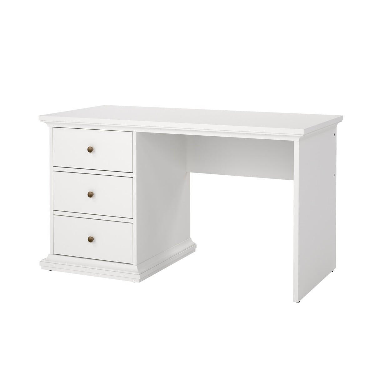 SCHREIBTISCH mit 3 Schubladen weiß sofia 130/61,6/73,9 cm - Weiß, Holzwerkstoff (62.8/61.6/73.9cm) - Calicosy