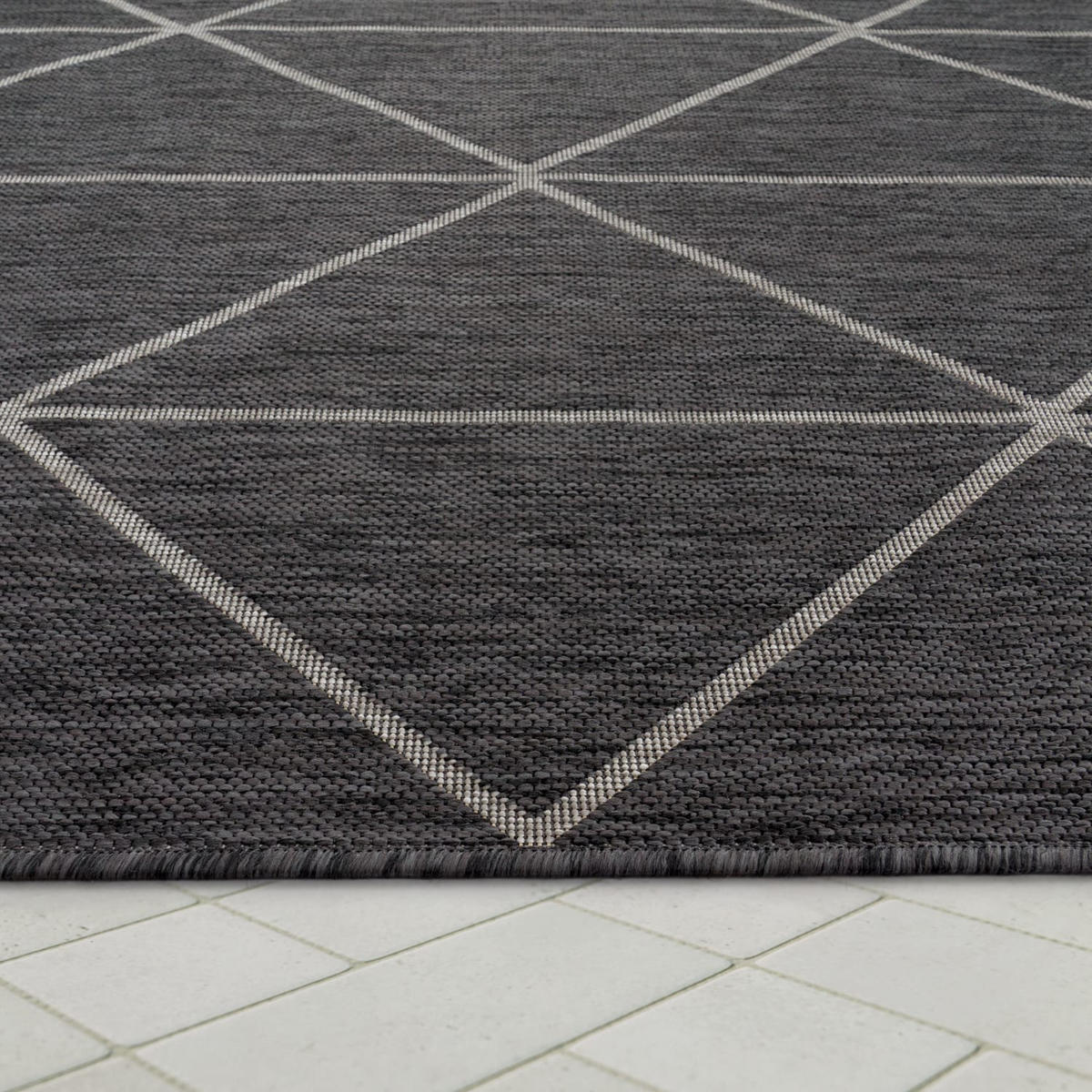 OUTDOORTEPPICH 60/100 cm Modena 221 - Anthrazit, Kunststoff (60/100cm) - Paco Home
