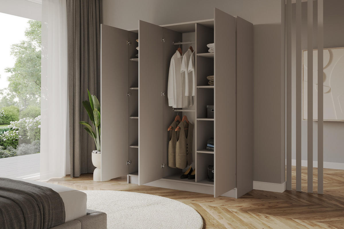 KLEIDERSCHRANK - LUSSO - 150 - Kaschmir - Kaschmir/Goldfarben, Holzwerkstoff (150/200/51cm) - ALTDECOR