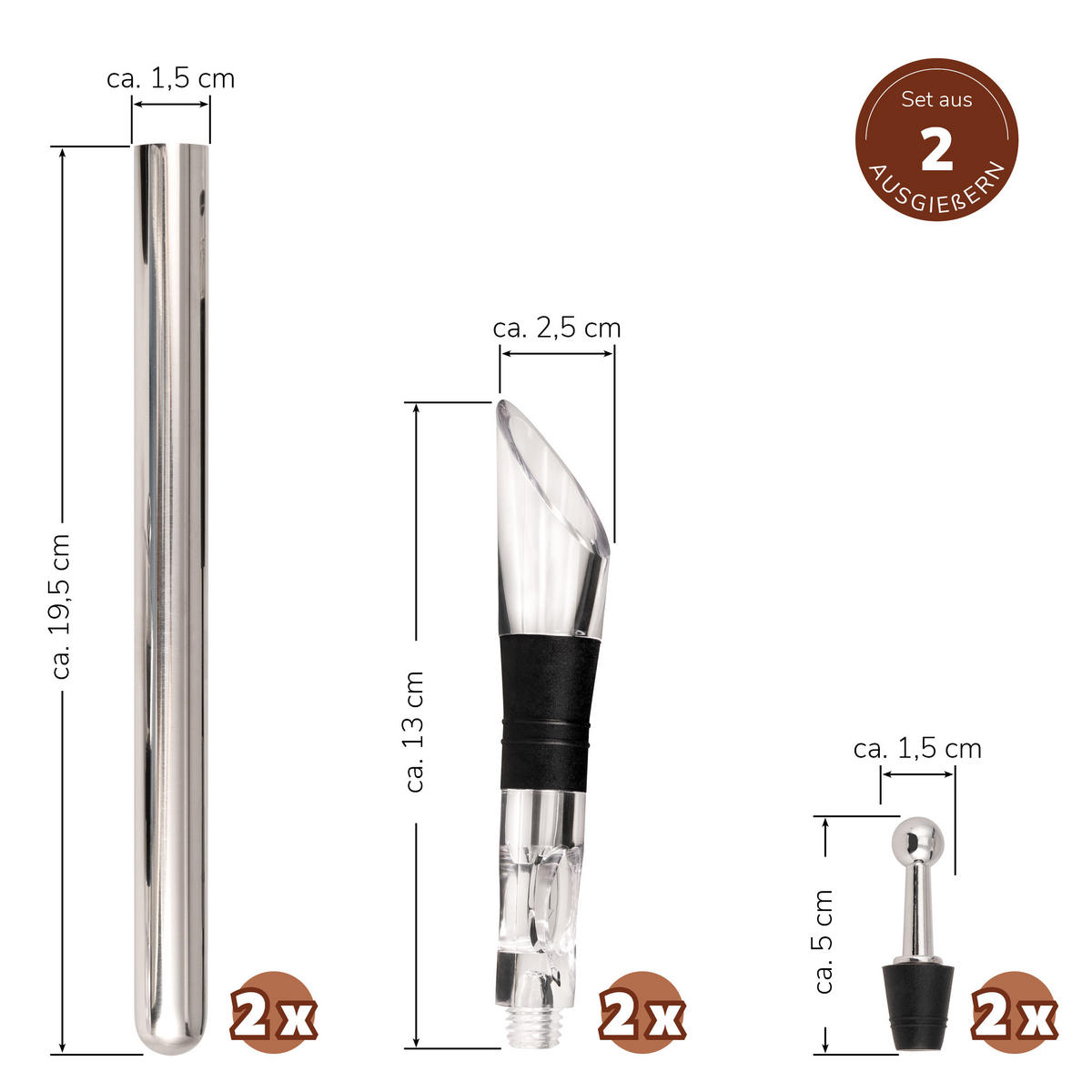 WEIN-AUSGIESSER 2er-Set, transparent - Transparent, Kunststoff (2.5/31.5/2.5cm) - bremermann