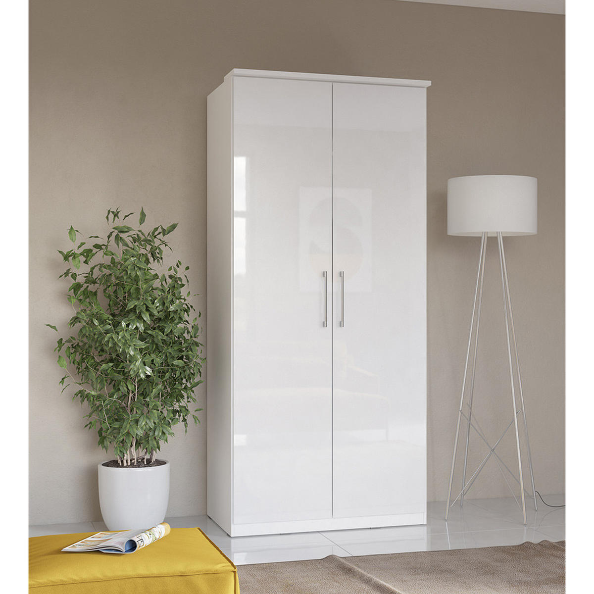 KLEIDERSCHRANK Olmo-83 - Weiß, Holzwerkstoff (90/217/63cm) - Lomado