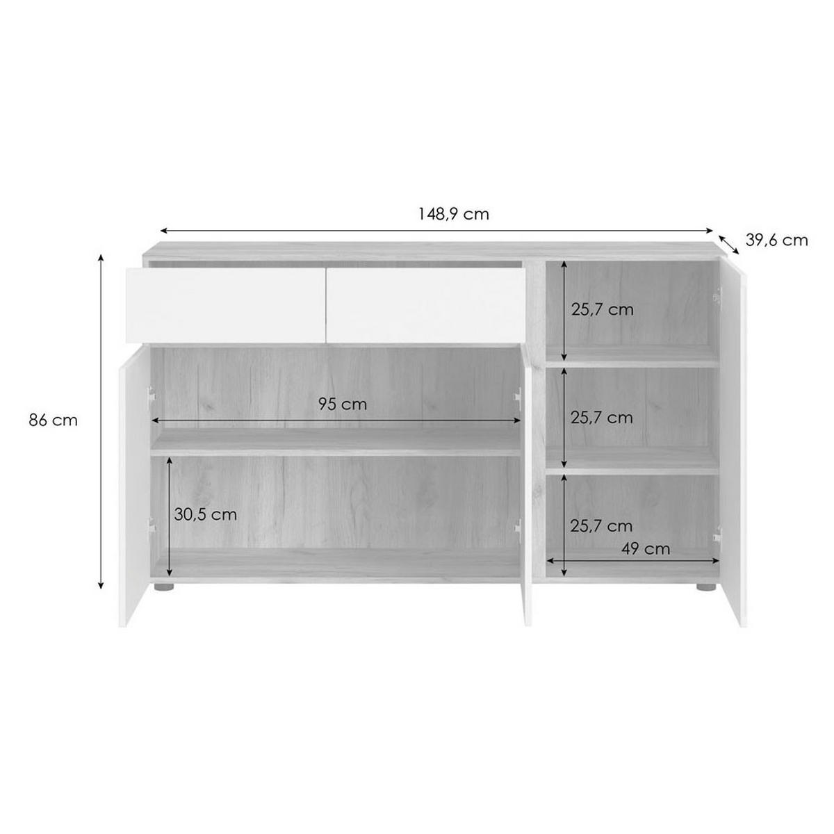 SIDEBOARD Morongo Eiche Kraft Gold / anthrazit 149 / 40 / 86cm - Eichefarben/Anthrazit, Holz/Holzwerkstoff (149/86/40cm) - Feldmann-Wohnen
