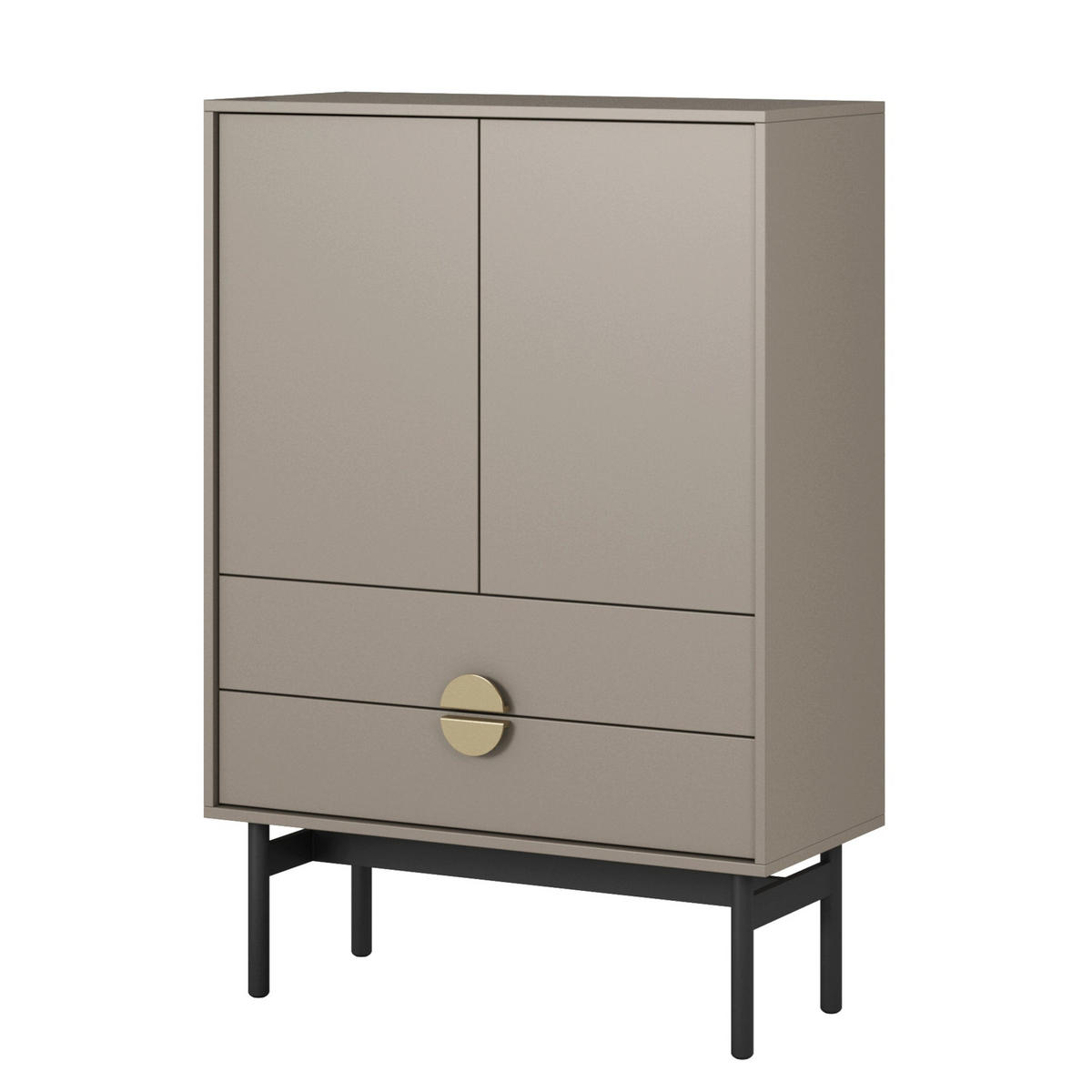 HIGHBOARD Stoon II STEINGRAU 85 CM - Beige/Goldfarben, Holzwerkstoff/Metall (85/124/38cm) - Selsey