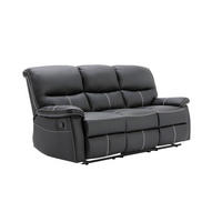 SOFAGARNITUR mit Relaxfunktion - 4 Personen-Sitzer - Kunstleder - Schwarz - - Schwarz, Leder (183/95/90cm) - Vente-Unique
