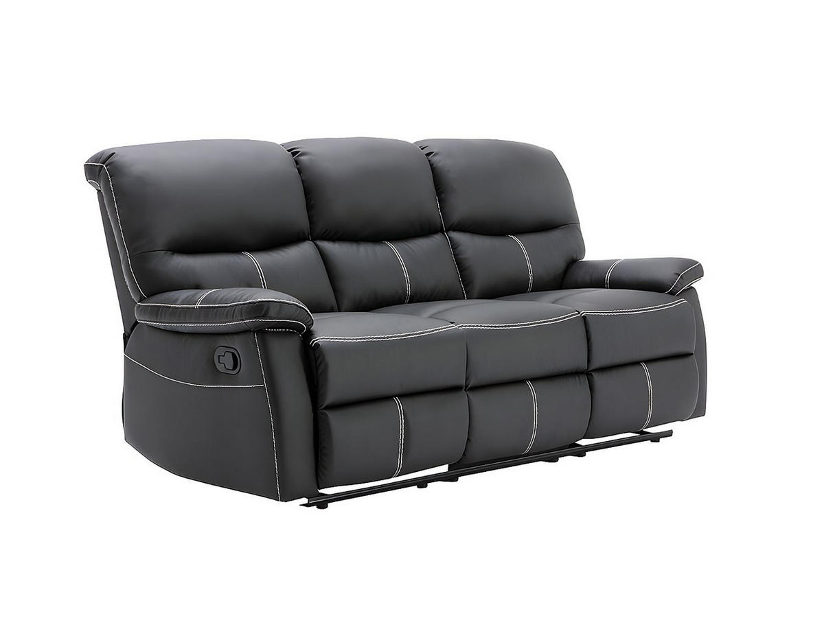 SOFAGARNITUR mit Relaxfunktion - 6 -Sitzer - Kunstleder - schwarz - CANBY - Schwarz, Leder (183/95/90cm) - Vente-Unique