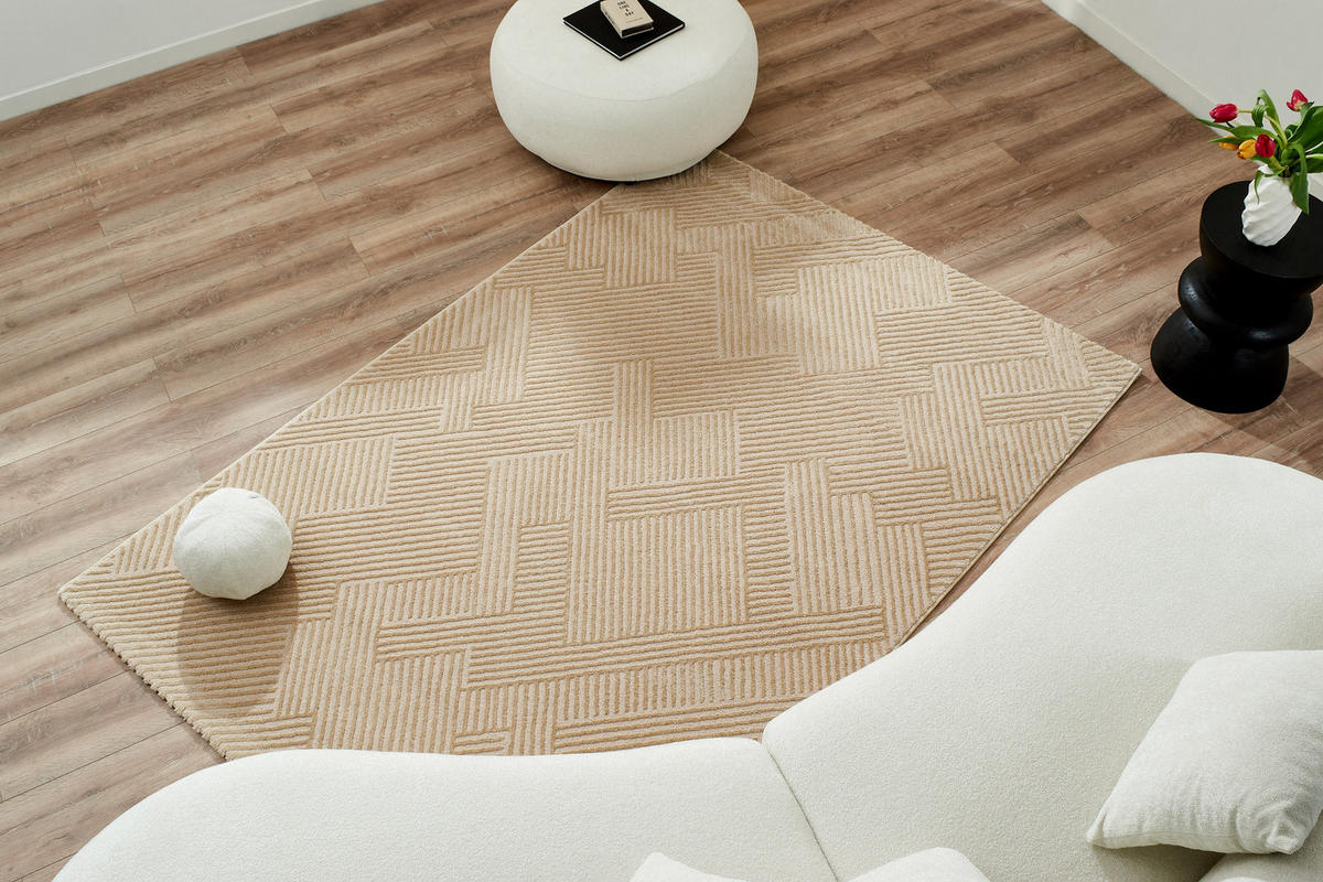 TEPPICH mit grafischem Muster in Beige Bianca 80x150 cm - Beige, Textil (80/150cm) - Nazar Rugs