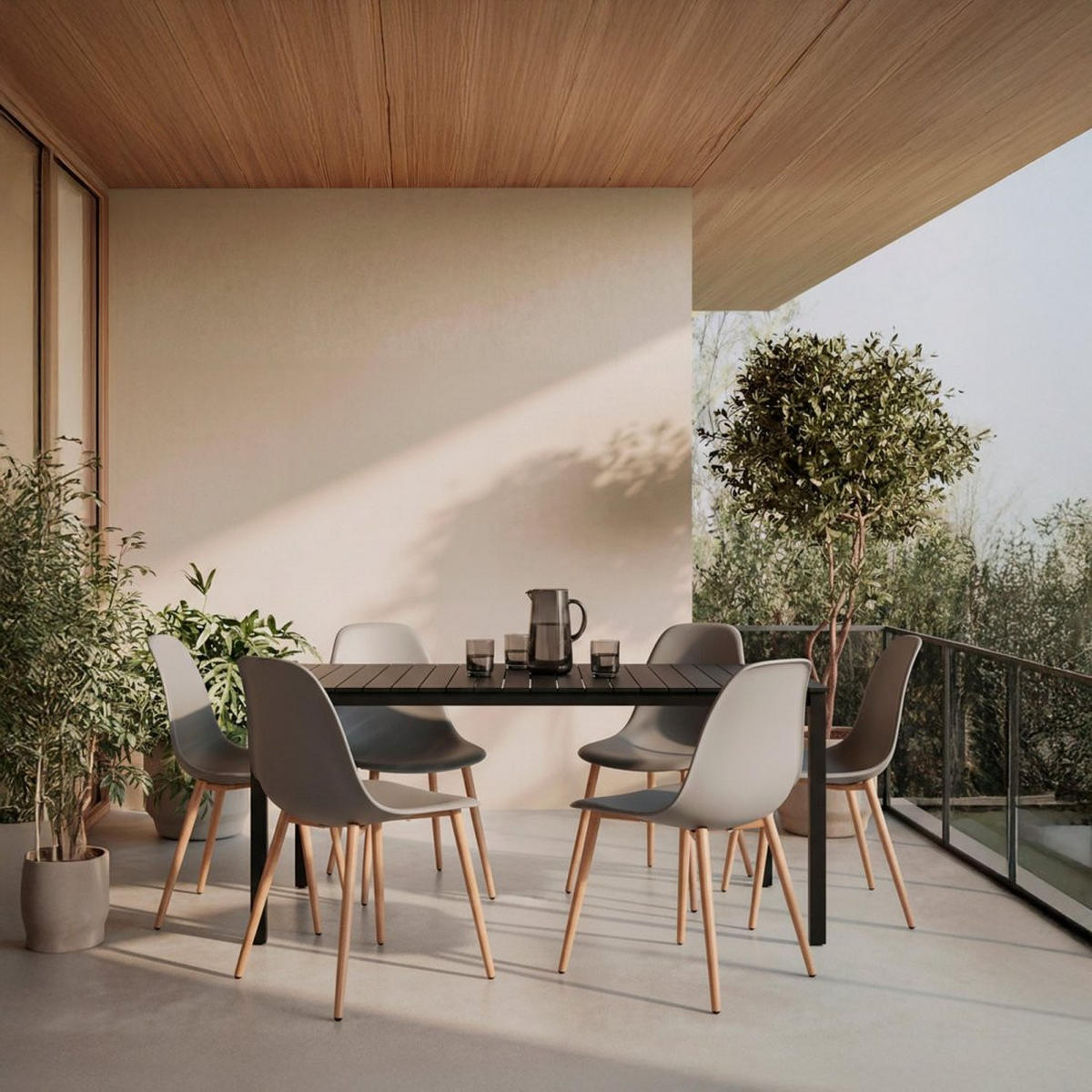 ESSZIMMERSTUHL Nina Grau 45 cm x 80 cm 6er-Set - Grau, Kunststoff (45/80/53cm) - Klast Home