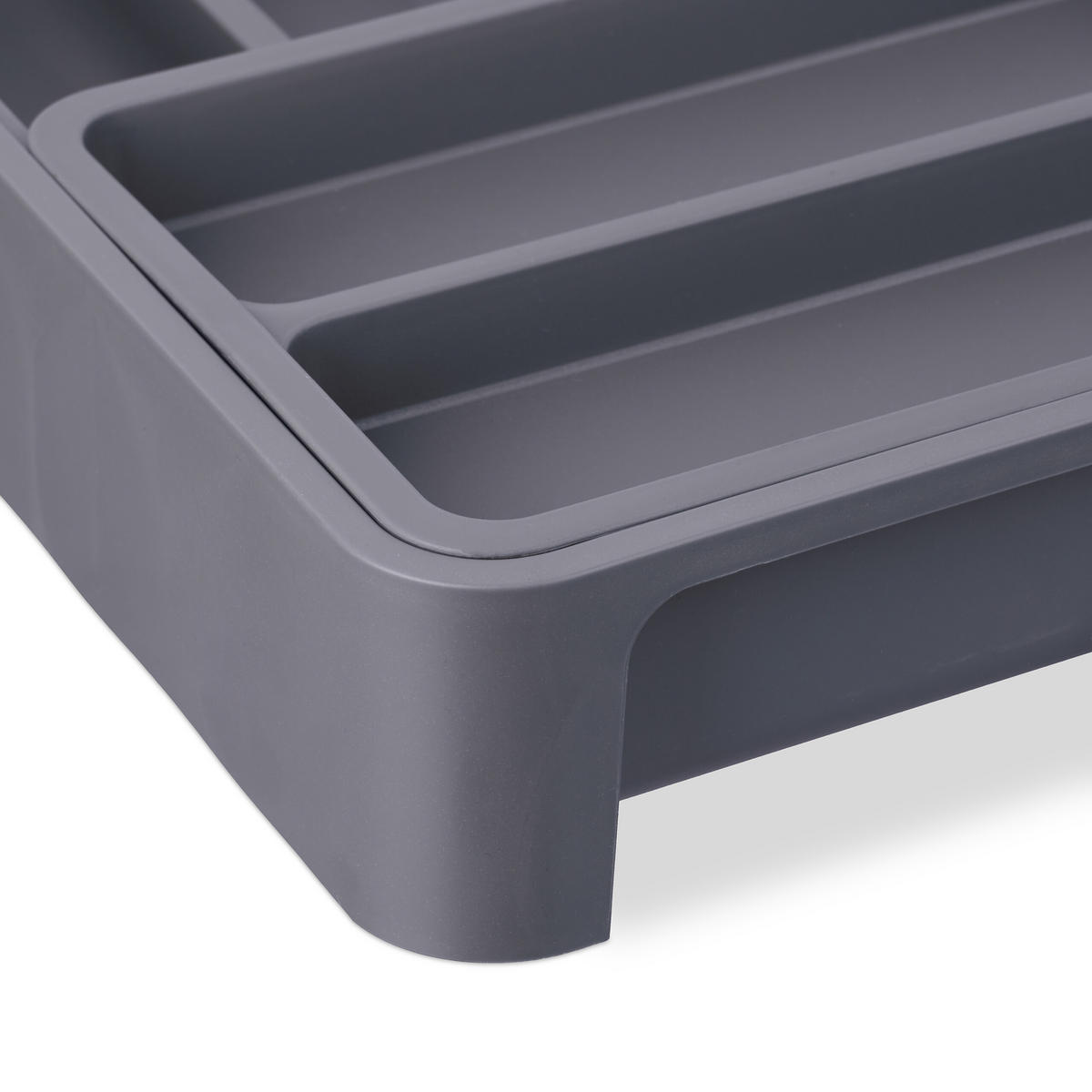 BESTECKKASTEN - Grau, Kunststoff (23.5/6.5/31.5cm) - Relaxdays