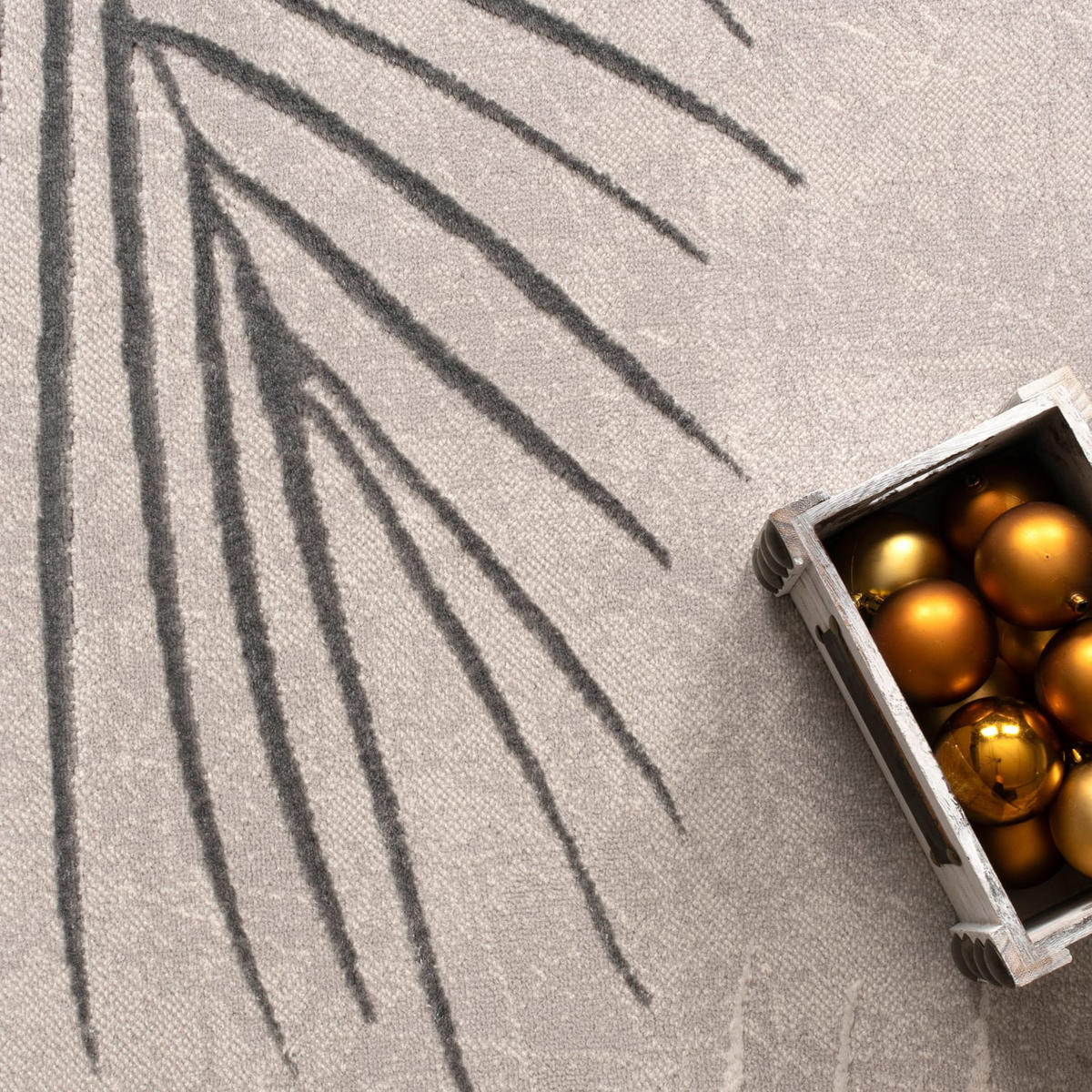 TEPPICH Kurzflor Blätter Wohnzimmer schmutzabweisend Grau Rechteckig 120x160 - Grau, Textil (120/160cm) - KADIMA DESIGN