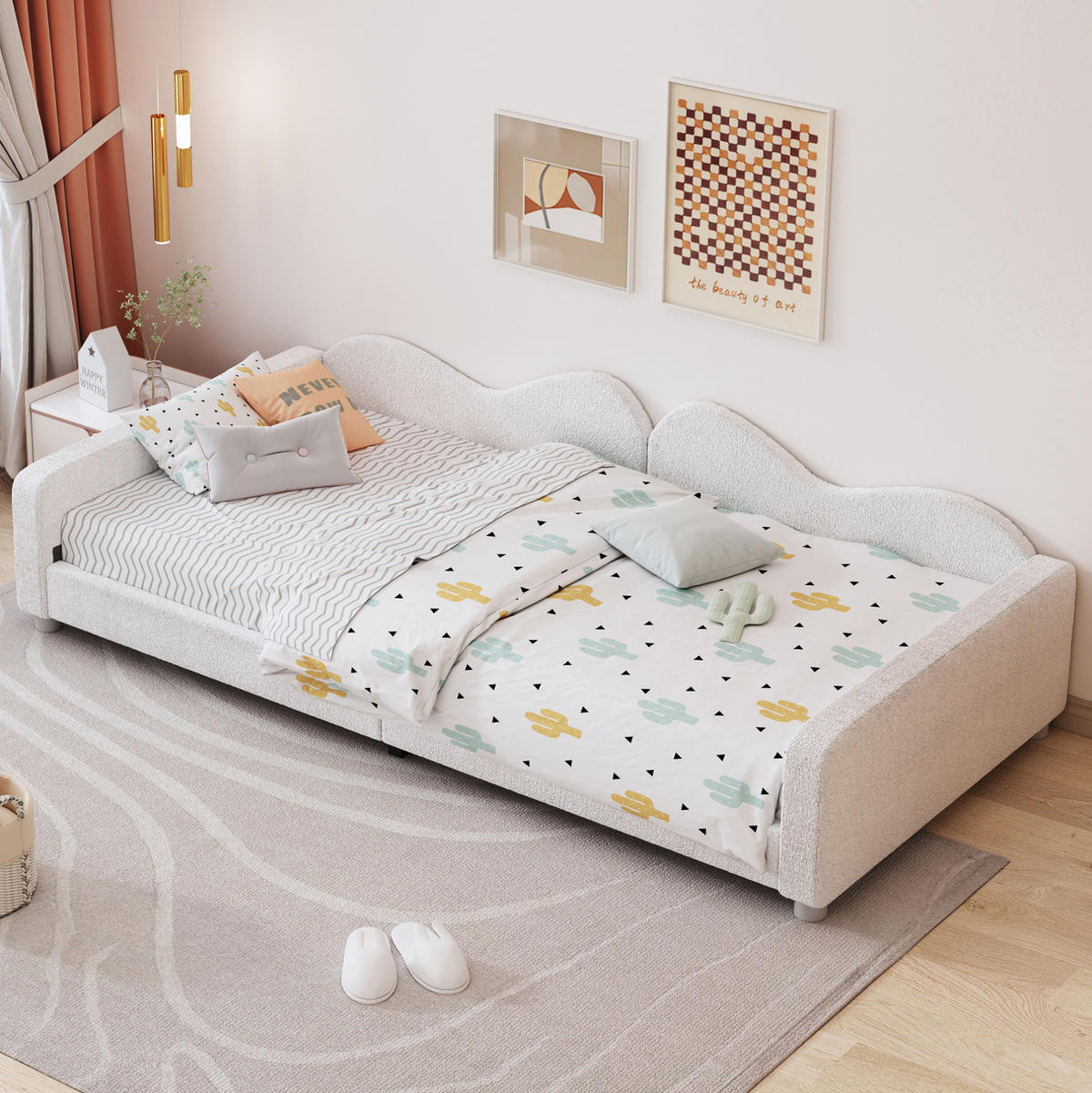 POLSTERBETT 90/200 cm mit gepolstertem Kopfteil in Weiß - Weiß, Textil (90/200cm) - BEAOK