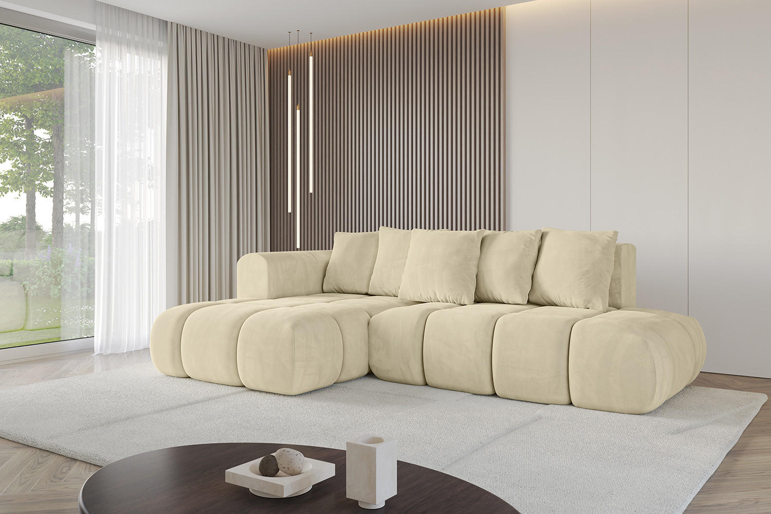 Thumbnail - Altdecor Ecksofa, Beige, Textil, 4-Sitzer, L-Form, Ottomane links, 289x180 cm, Wohnzimmer, Sofas & Couches, Wohnlandscha...