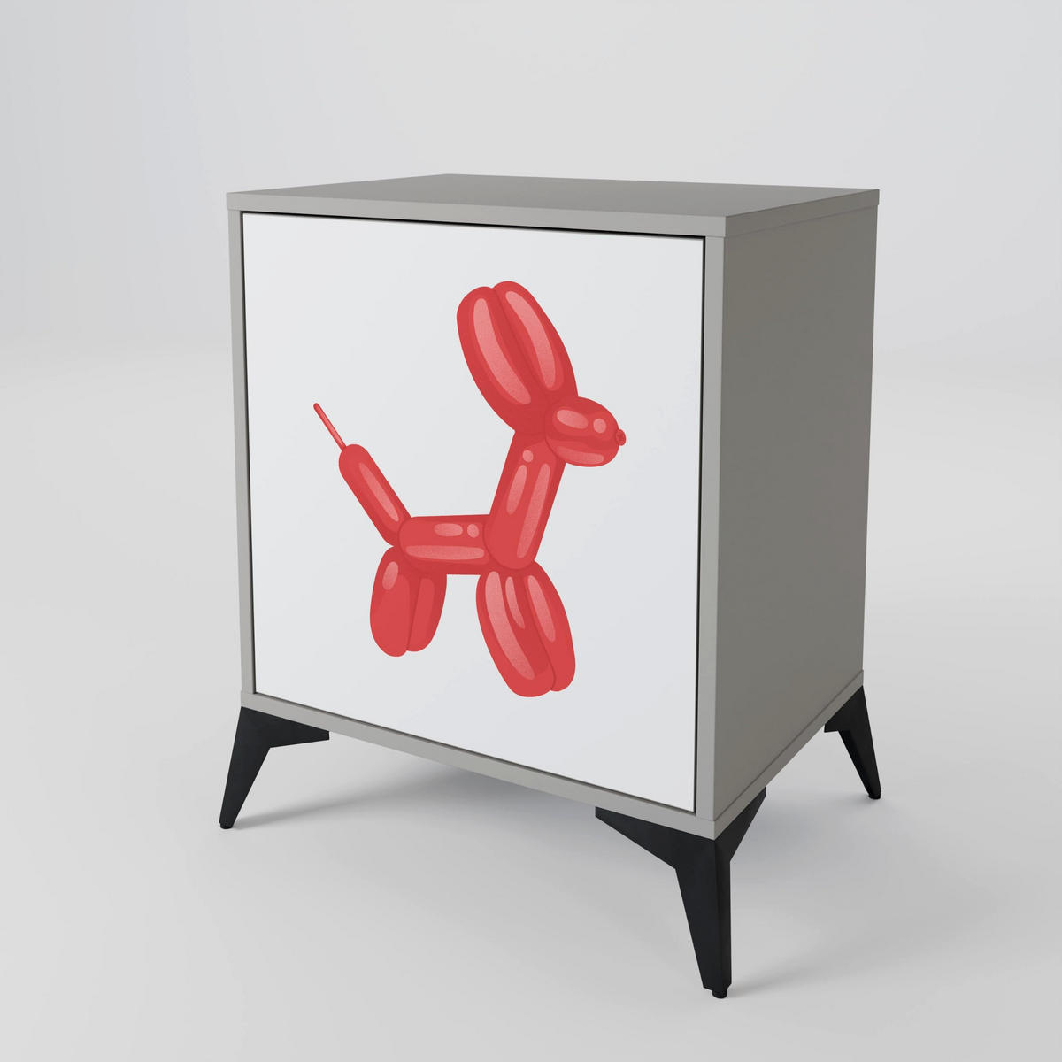 SIDEBOARD CHILDHOOD MEMORY, Grau, 57,5x42x67,5 cm, Schwarze Metall-Rahmenfüße - Multicolor/Schwarz, Holzwerkstoff/Metall (57.5/67.5/42cm) - SpaceRebels