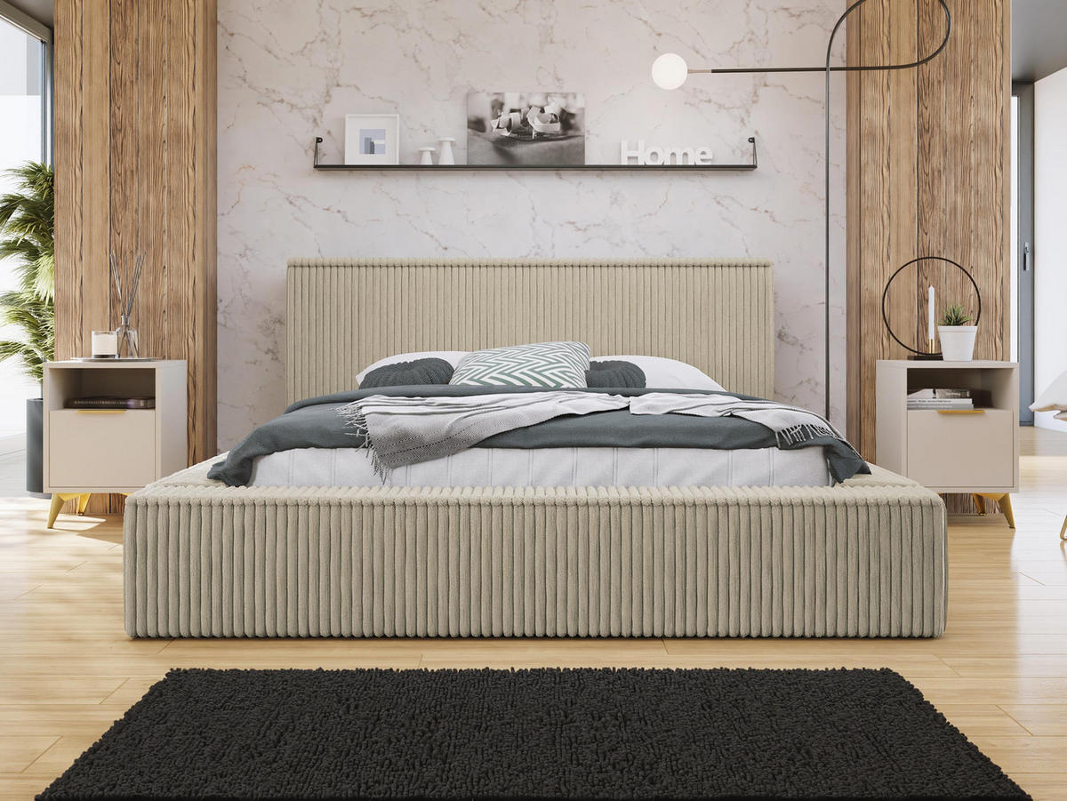 POLSTERBETT Glexi - Beige, Holz/Textil (140/200cm) - MIRJAN24