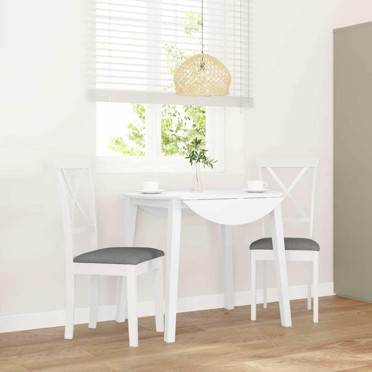 ESSZIMMERSTÜHLE mit Kissen 2 Stk. Weiß Massivholz Gummibaum 42.5*53.5*94cm - Weiß/Grau, Holz (42.5/94/53.5cm) - ZMH