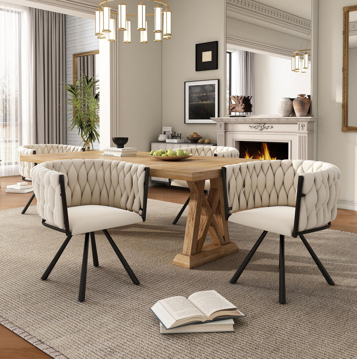 ESSZIMMERSTUHL 6er-Set drehbar Samt Beige mit Metallgestell - Beige, Metall (54/72/59.2cm) - Meubliv