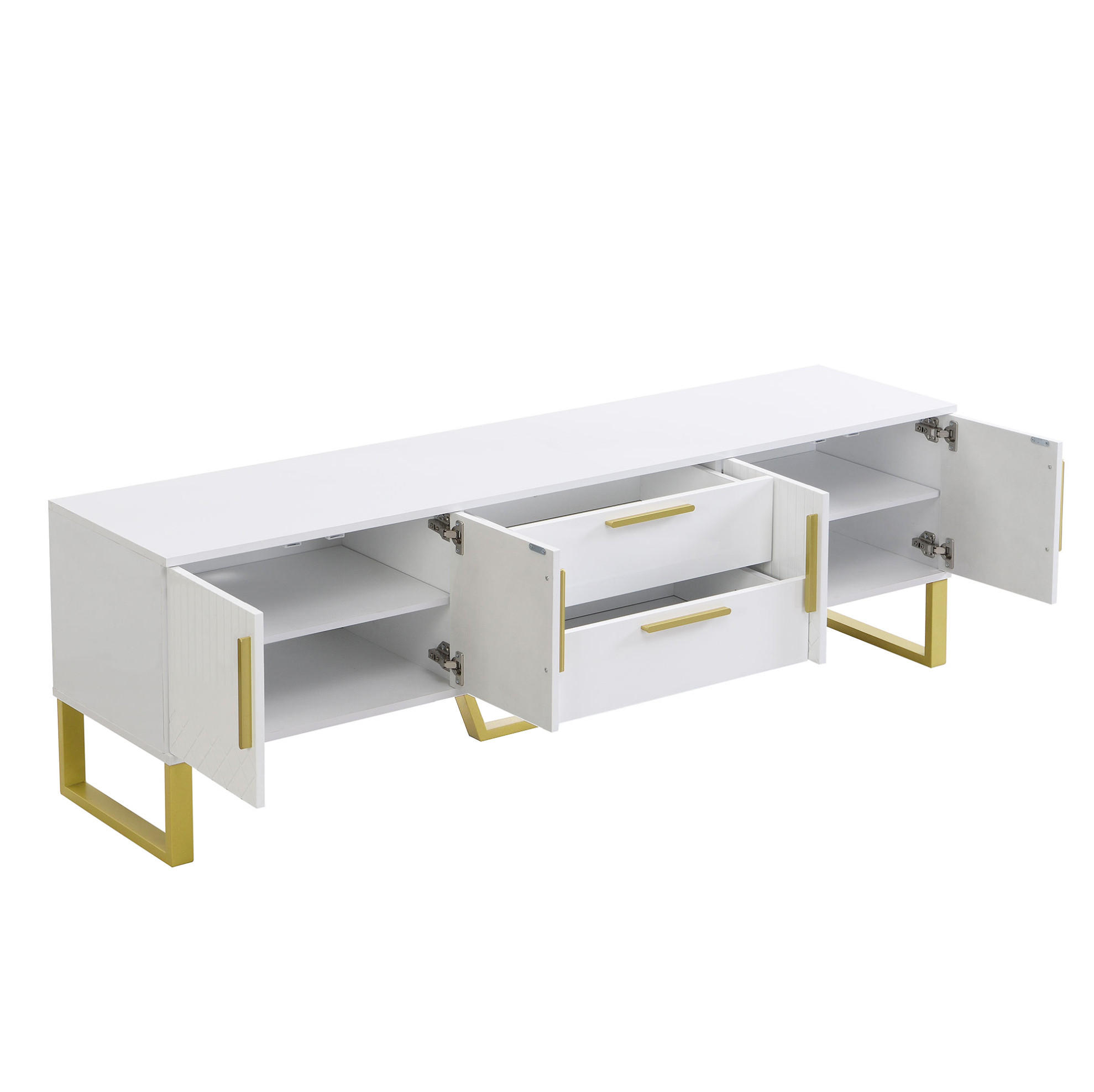 TV-SCHRANK Hochglanz 170 x 40 x 53,5 cm Weiß MDF mit 4 Türen - Weiß, Holzwerkstoff (40/53.5/170cm) - Beauniv