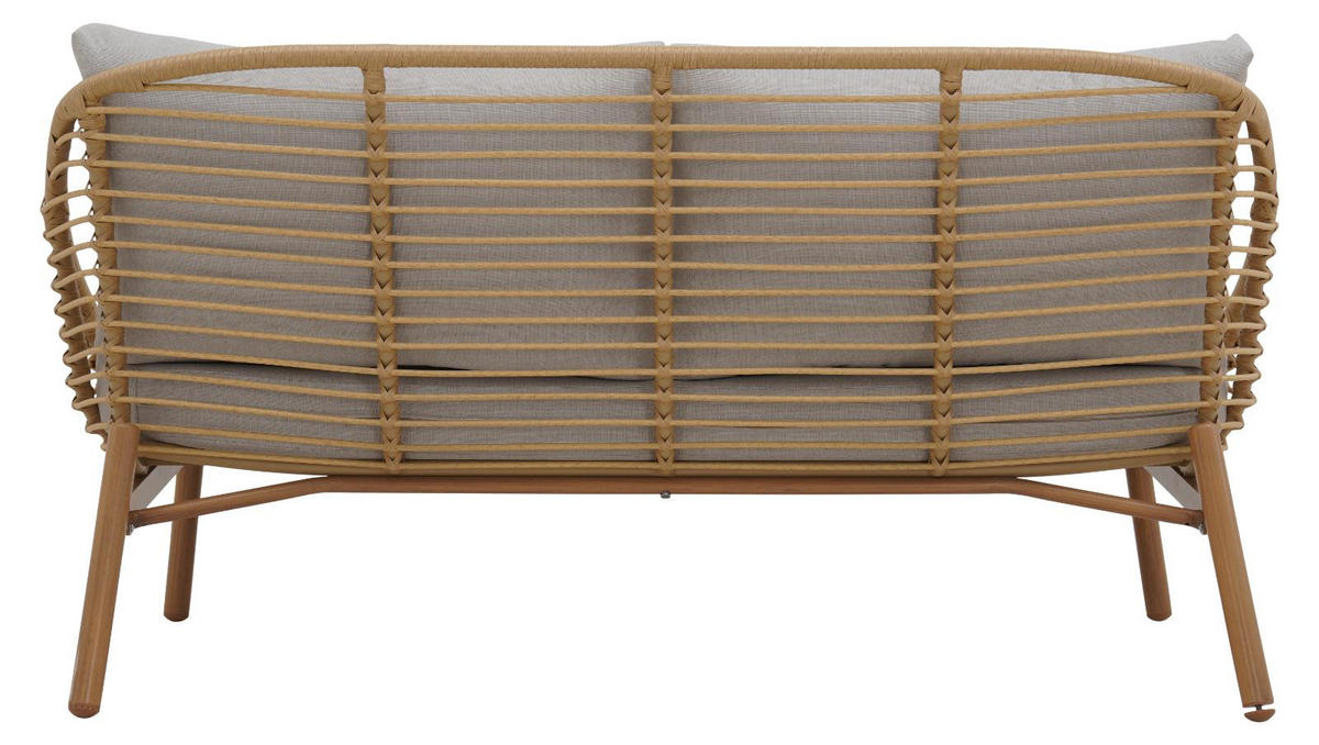 LOUNGE-SET, Frederikke, Natur, Metall / Rattan / Polyester, 165 x 83 x 84 cm - Naturfarben, Metall - ebuy24