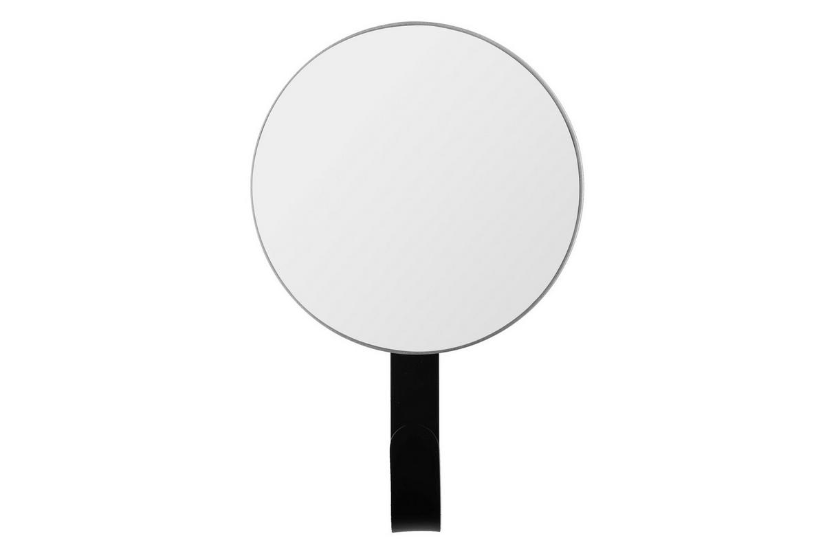 WANDSPIEGEL mit Haken Ø 12 cm - Schwarz, Metall (12/18.5/5cm)