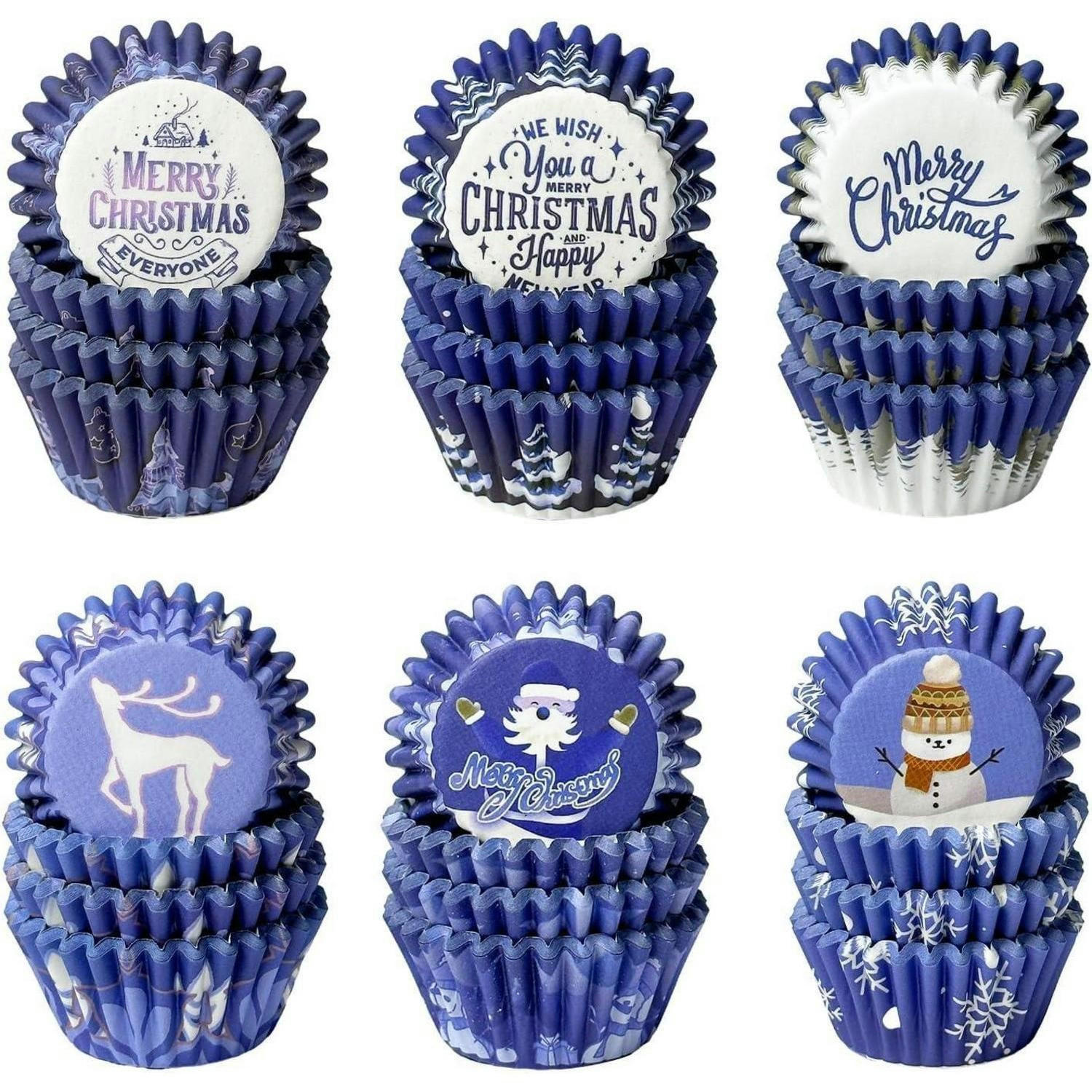 MUFFINFÖRMCHEN 300 Stück Set Weihnachtsmotiv Blau - Multicolor, Papier (317/210/317cm)