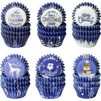 MUFFINFÖRMCHEN 300 Stück Set Weihnachtsmotiv Blau - Multicolor, Papier (317/210/317cm)