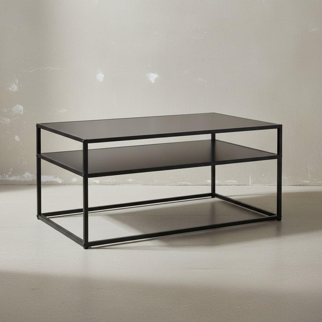 COUCHTISCH Grau Metall, Industrial-Stil mit Stauraum, Robuste Verarbeitung, Maße: 100 x 60 x 45 cm - Schwarz, Metall (60/100/45cm) - KADIMA DESIGN
