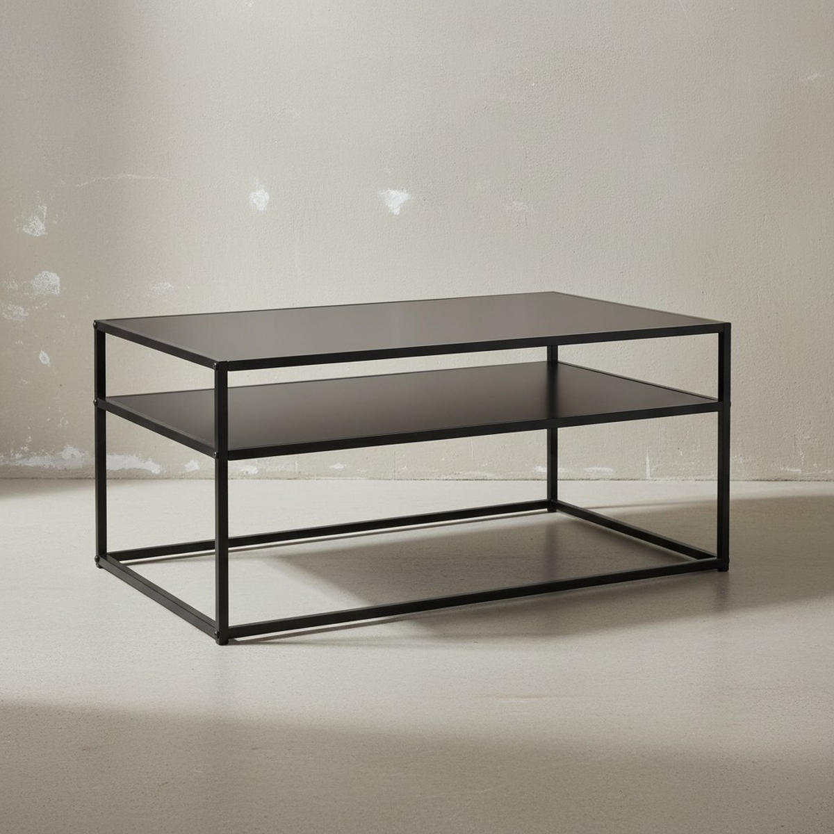 COUCHTISCH Grau Metall, Industrial-Stil mit Stauraum, Robuste Verarbeitung, Maße: 100 x 60 x 45 cm - Schwarz, Metall (60/100/45cm) - KADIMA DESIGN