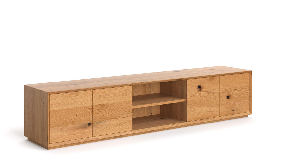 TV-SCHRANK Pavo aus massivem Eichenholz 200 cm - Eichefarben/Naturfarben, Holz (200/43/45cm) - Danzz